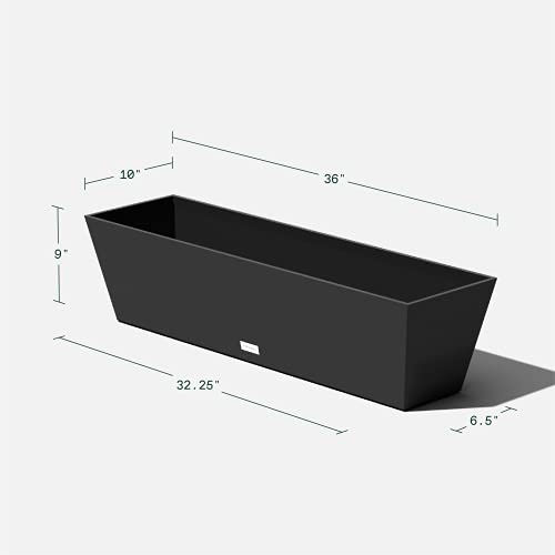 Veradek Pure Series Window Box Planter - Tapered Outdoor Planter - color: Black, size: 36 inch - 2 Pack