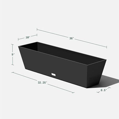 Veradek Pure Series Window Box Planter - Tapered Outdoor Planter - color: Black, size: 36 inch - 2 Pack