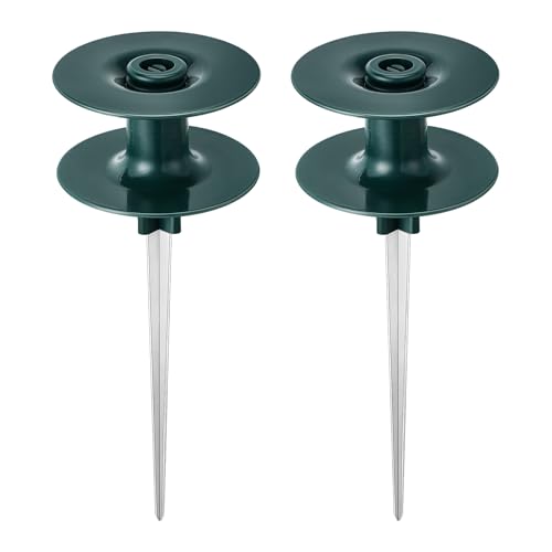 Chumia 2 Pieces 10 Inch Garden Hose Guide Spike, Zinc Coated Rustproof Heavy Duty Metal Stake, Sturdy Top, Keeps Garden Hose Out of Flower Beds, Guard for Yard Plant Protection (Dark Green) - color: Dark Green