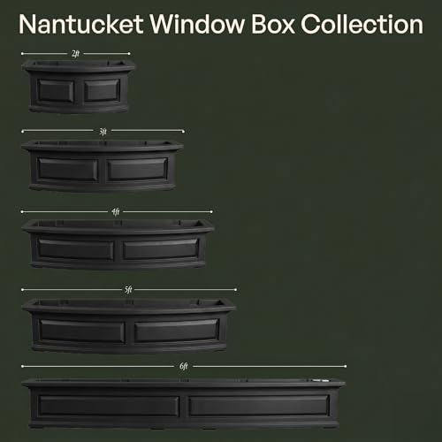 Mayne Nantucket 24in Self-Watering Rectangular Window Box Planter, Black - color: Black, size: 24in