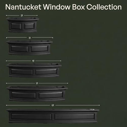 Mayne Nantucket 24in Self-Watering Rectangular Window Box Planter, Black - color: Black, size: 24in