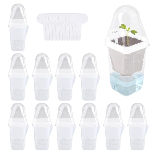 12 Sets 2.5" Mini Self Watering Pots with Humidity Dome & Plant Labels