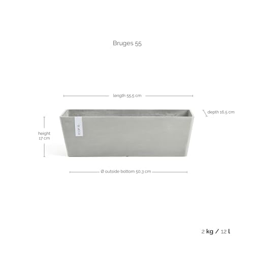 Ecopots Bruges Rectangular Flower Planter, White Grey, 21.5" - color: White Grey, size: 21.5"