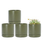 D'vine Dev 4-Pack Ceramic Pots with Saucers, Olive, 3.5 in, 94-X-A-0 - color: Olive, size: 3.5 Inch