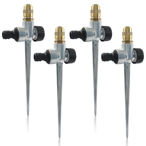 4 Pcs Metal Lawn Sprinklers, 360° Coverage, Brass, Aluminum Alloy - color: Grey,4pcs