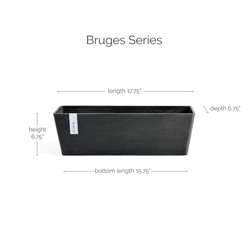 Ecopots Bruges Rectangular Flower Planter, Dark Grey, 17.75" - color: Dark Grey, size: 17.75"