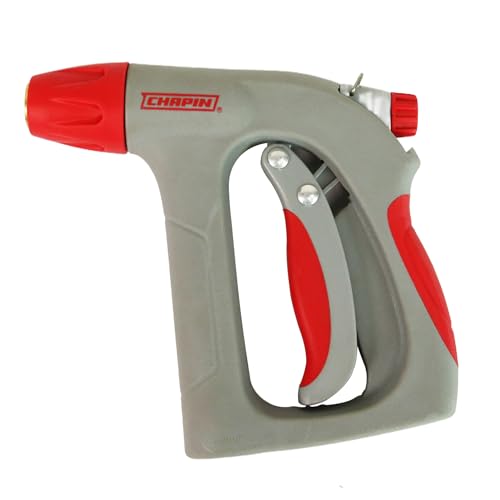 Chapin 4695: Industrial High Temp, High Pressure Front Grip Spray Nozzle with Threaded Connection, Rated Up to 160°F and 125 PSI, Red/Black - style: Front Grip