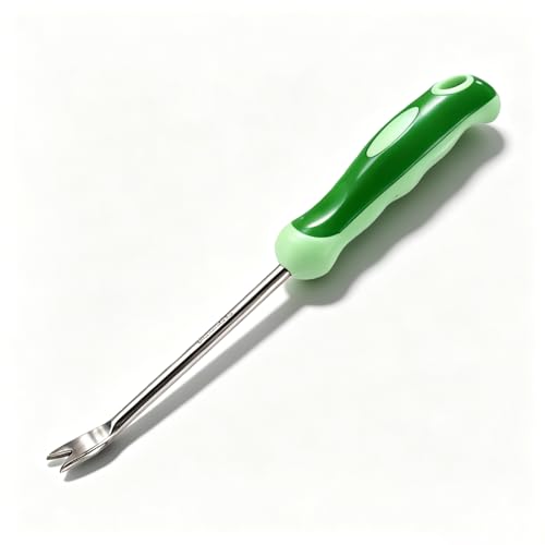 Dandelion Weeding Tool V-Shaped Fork Easy Weed Removal Stainless Steel Manual Weeder with Ergonomic Handle (Plastic)