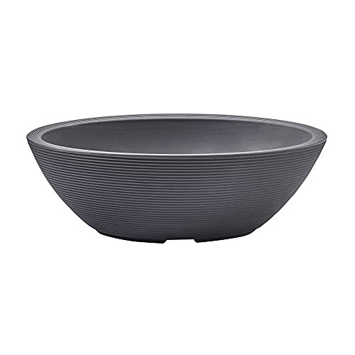 Crescent Garden Delano Oval Planter Bowl, Succulent Garden, Unique Indoor/Outdoor Double-Walled Plant Bowl with Plug- Oval Shape - 30" L x 21" W x 10" H (Slate) - color: Slate, size: 30"x21"