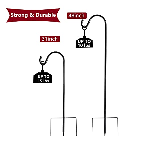 2 Pack Shepherd Hook, Bronze, 48 Inch, Adjustable Height, 1/2" Thick - color: Bronze, size: 48 Inch