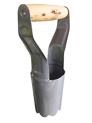 Garden Guru Steel Bulb Planter Tool for Planting Bulbs - High Carbon Steel & Comfortable Wood Carved Handle - Depth Marker for Consistent Planting Flowers Tulips, Daffodils, Dahlias