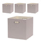 13x13x13 Inch Foldable Cube Storage Bins with Metal Handles, 4 Pack - color: Beige brown, size: 13 IN (4 Pack)