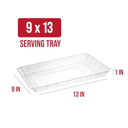 Plasticpro Plastic Serving Trays - Serving Platters Rectangle 9X13 Disposable Party Dish 8 Clear - color: Clear