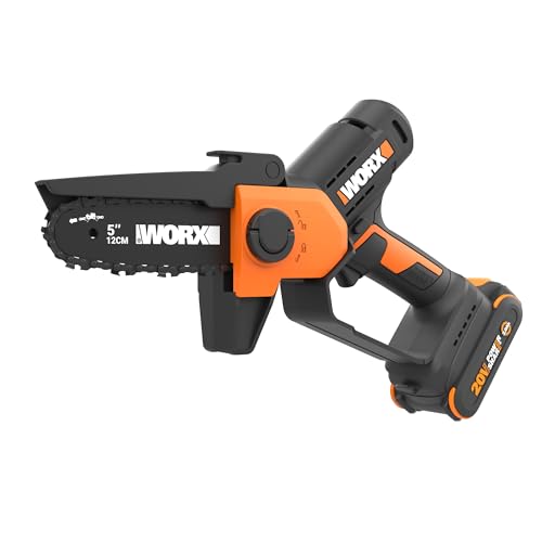 WORX Cordless Mini Chainsaw, 20V 5" Pruning Saw, WG326 - style: 5" 25 ft/s Pruning Saw 2.0Ah Battery