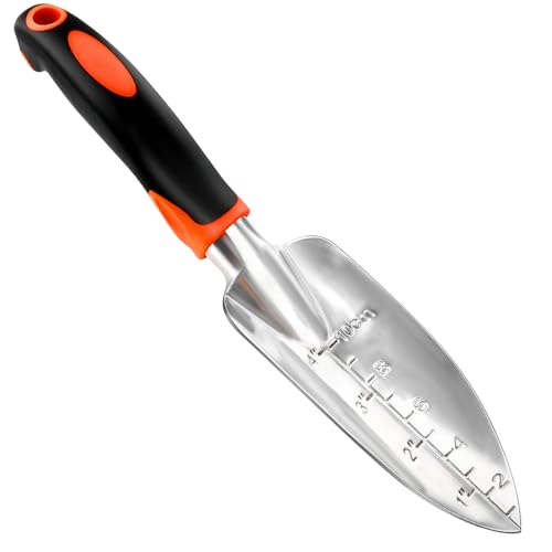 Garden Shovel Trowel Garden Tool with Measurement Mark, Heavy Duty Gardening Shovel Hand Tools Garden Spade with Ergonomic Handle, Small Garden Tools for Gardening Planting Digging Transplanting - style: Trowel with Scales