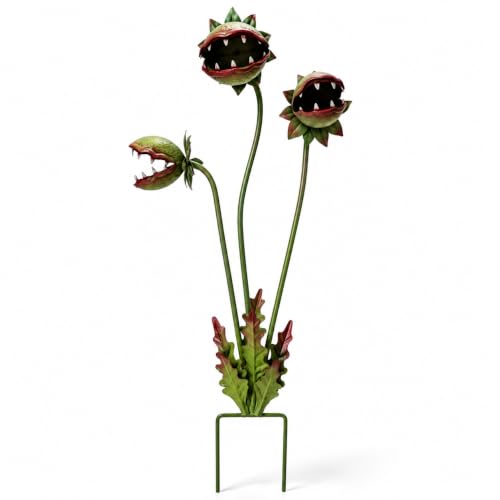 Metal Carnivorous Plant Garden Stake, 2026 New 25-Inch Venus Flytrap Yard Art Decor, Durable Yard Art for Flower Beds, Lawn Garden Patio Halloween Gothic Yard Decoration - color: Green-1pc