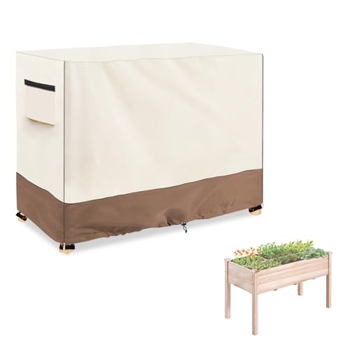 Outdoor Raised Garden Bed Winter Cover with Split Zipper,Waterproof Heavy Duty Cover for 48 x 24 x 30 inch Elevated Wood Planter Box Stand(Beige,Covers only) - color: 48 x 24 x 30 inch(Beige)