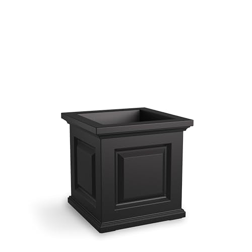 Mayne Nantucket 16in Self-Watering Square Planter, Black - color: Black
