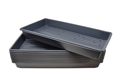 Living Whole Foods 20 Pack of Durable Black Plastic Growing Trays (Without Drain Holes) 21" X 11" X 2" - Flowers, Seedlings, Plants, Wheatgrass, Microgreens & More - size: 20 pack
