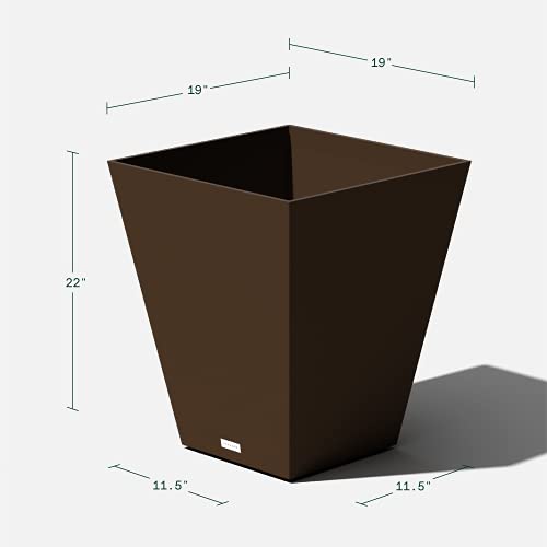 Veradek Pure Series Nobleton Planter - Tapered Square Outdoor Planter - color: Espresso, size: 22 inch - 2 Pack