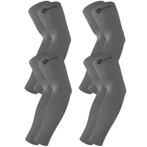 BHYTAKI Cooling Compression Arm Sleeves for Men Women,UPF50 UV Sun Protection Sleeves for Work Sport Tattoo Cover Up - color: 4 Dark Gray