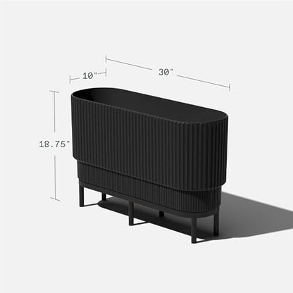 Veradek Demi Series Raised Long Planter - Wide Planter with Stand - color: Black/Black, size: 30 inch