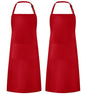 Syntus Apron for Men Women, Adjustable Cooking Kitchen Apron with 2 Pockets - color: Basic Red, style: 2 Polyester