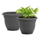 Bloem Ariana 16" Plastic Self-Watering Planter, Charcoal, 2-Pack - color: Charcoal, size: 16" (Pack of 2)