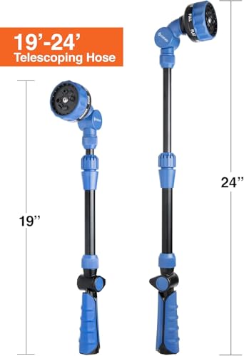 2-Pack Corvid Adjustable Front Trigger Garden Watering Wand, 19-24 Inch Telescoping Hose Nozzle with 8 Spray Patterns, Lightweight Plastic Design for Precise Watering, Cleaning, and Outdoor Use