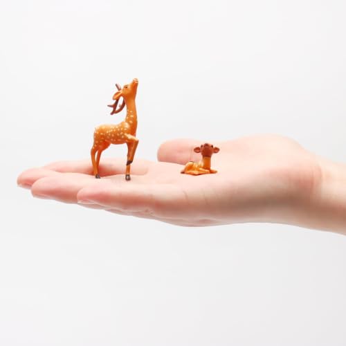 Exasinine 12 Pcs Mini Deer Figurines, Woodland Animal Decor