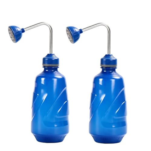 2 Pack 450ML Small Watering Cans, 2 in 1 Spray Head for Plants, Blue - size: Blue-2pcs