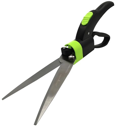 Garden Guru Hand Grass Clipper Scissors 360 Degree Rotatable Cutter Head - Ultra Sharp Stainless Steel Grass Shears - Comfort Grip Handles - Perfect for Edging Lawn, Trimming Shrubs & Flowers (4 Pack) - size: 4 Pack