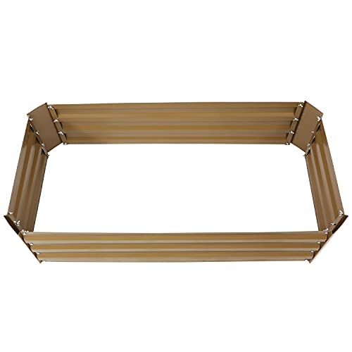 Sunnydaze Galvanized Raised Garden Bed, Rectangle, 4x2x1 ft, Brown - color: Brown