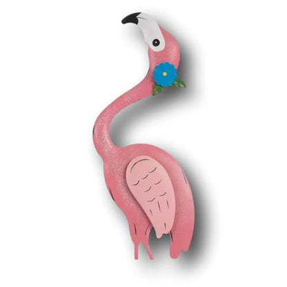 GERSON Beautiful Garden Plant Stake Picks Indoor or Outdoor (Flamingo w Blue Flower), CHG 501 - color: Flamingo w Blue Flower