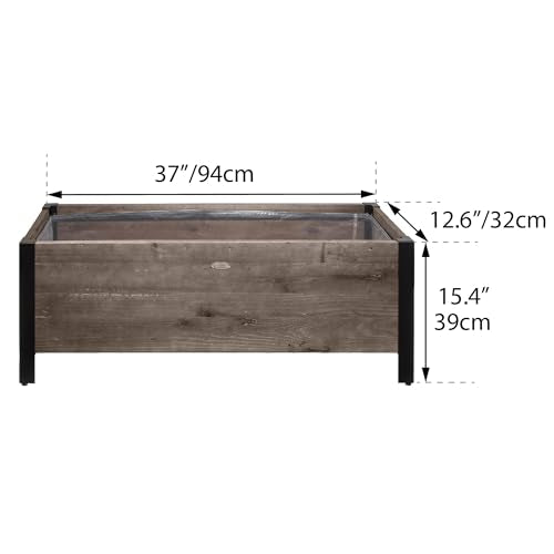 Grapevine Urban Garden Low-Profile Planter, FSC Recycled Wood, Rectangular, 37IN x 12.6IN, Cocoa Brown