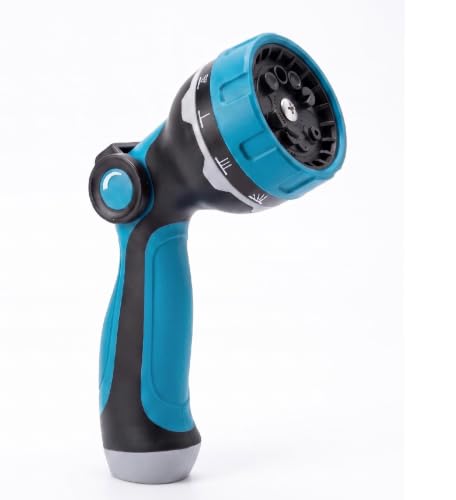 Garden Hose Nozzle, Thumb Control Water Hose Nozzle with 10 Spray Patterns, Slip Resistant High Pressure Sprayer Nozzle for Plants & Lawns Watering, Car Wash and Pet Shower, Friend for Older-Blue - color: Blue