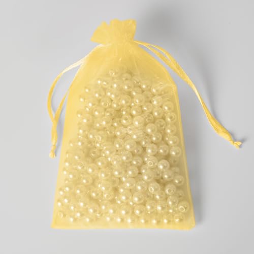 YHJZ 100PCS Gold Organza Bags, 4x6 Inch Small Mesh Bags Drawstring, Jewelry Gift Bags for Wedding, Party, Festival - color: Gold