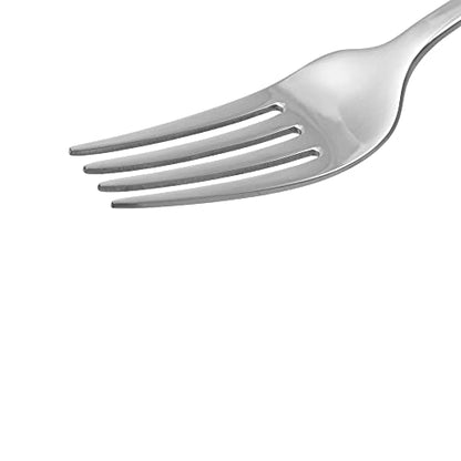 Amazon Basics Stainless Steel Dishwasher Safe Dinner Forks with Scalloped Edge, Well-Balanced Weight, Silver, Pack of 12 - size: Dinner Forks