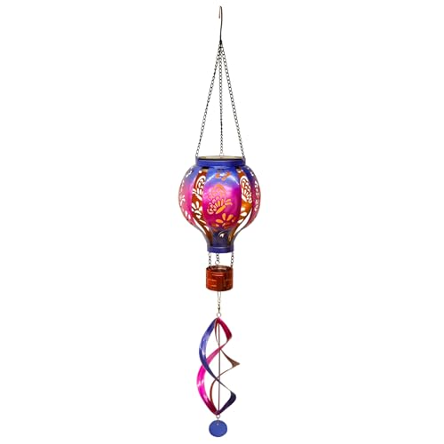 Hot Air Balloon Solar Lantern Butterfly Wind Spinners with Flame Light
