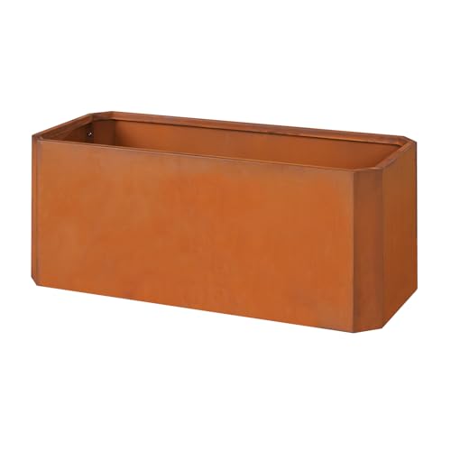 Corten Steel Planter Box 36"L x 15"W x 15"H Outdoor Rectangular Planters - color: Corten