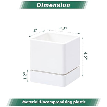 D'vine Dev 4-Pack Plastic Herb Planter Pots, 4 in, White, 76-Y-A4-1 - color: White, size: 16 Inch x 4.5 Inch