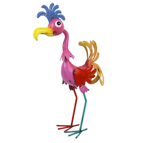 20'' Tall Metal Rooster Statue for Farmhouse, Lawn, Garden - color: Pink-rooster