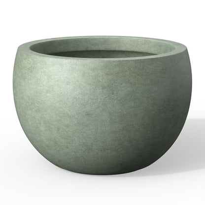 Kante Large Round Bowl Mint Green Concrete Planter 19.9" Dia, Outdoor - color: Mint Green, size: 19.9" d