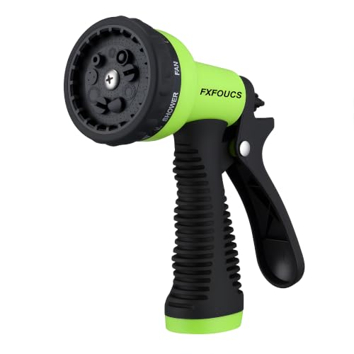 Garden Hose Nozzle Sprayer - 9 Spray Patterns, On Off Valve Heavy Duty Hose Sprayer Nozzle for Watering Plants & Lawns, Washing Cars & Pets - Outdoor Water Hose Nozzle Head Attachment - color: Green-dark