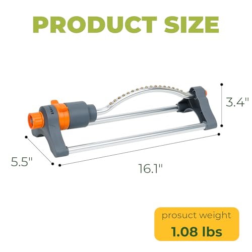 Durable Oscillating Sprinkler for Yard and Garden, Swinging Sprinkler with Adjustable Spray, Garden and Lawn Large Area Watering