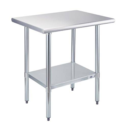 Profeeshaw Stainless Steel Prep Table 24''x30'' NSF Commercial Workbench - color: No Backsplash, size: 24''x30''