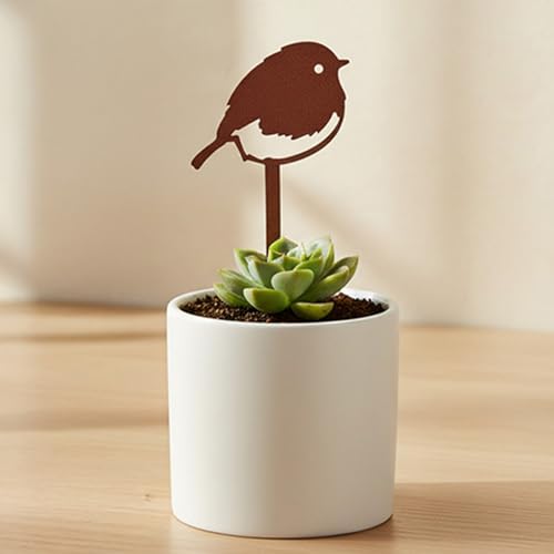 Chickadee Metal Garden Plant Stake for Flower Pots