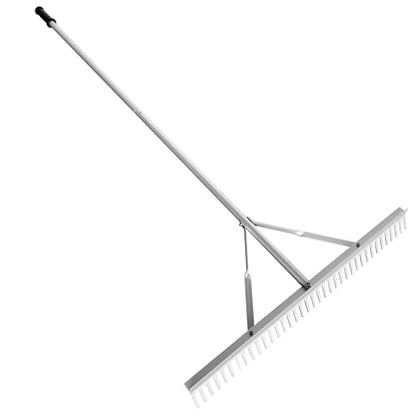 Landscape Rake 36" Head Aluminum Rake, 76" Long Handle, 37 Tines