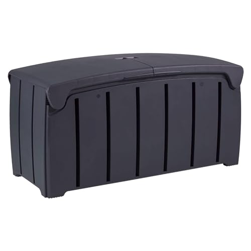 Ward Strata Outdoor Storage Bin, Hinged Lid, Black, 85 Gal