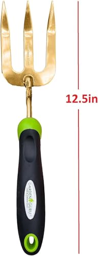 Garden Guru Titanium Hand Weeder Fork Tool – Rust Resistant – Ergonomic Handle – Great for Planting, Spreading Mulch, Weeding, Loosening & Transplanting Soil (2 Pack) - size: 2 Pack, style: Titanium